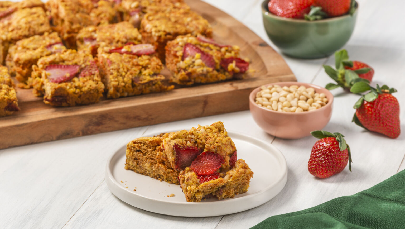 Pine Nut Strawberry Rice Bars