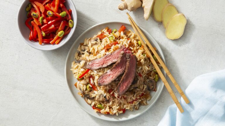 Asian Steak and Rice with Mushrooms Recipe
