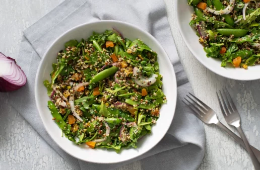 Quinoa Salad with apricots and snap peas