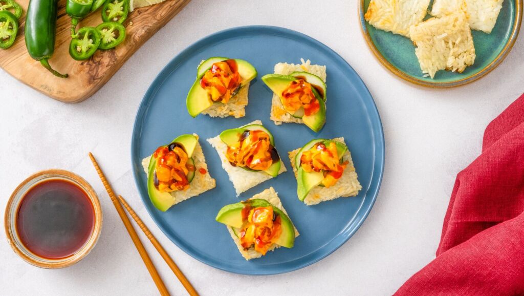 crispy rice with spicy shrimp salad recipe