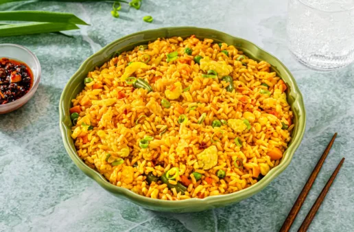 garlic chili oil fried rice with white rice