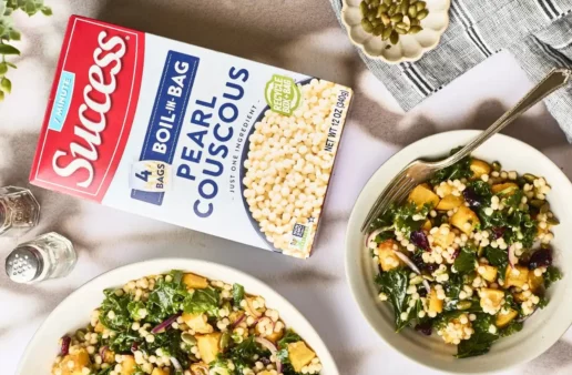 roasted pumpkin pearl couscous salad with maple vinaigrette